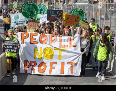 STOCKHOLM, SWEDEN - MARCH 25, 2022: 19-year-old Swedish climate activist Greta Thunberg demonstrating in Stockholm on Fridays. Stock Photo