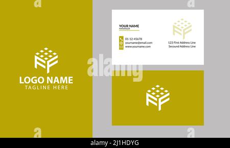 Cube FF letter logo. Property and Construction FF Logo design for business corporate sign with Creative Modern Trendy with a minimal business card Stock Vector