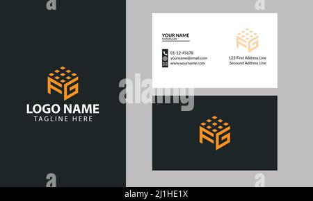Cube FG letter logo. Property and Construction FG Logo design for business corporate sign with Creative Modern Trendy with a minimal business card Stock Vector