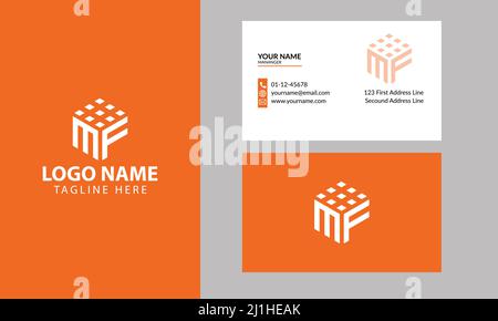 Cube MF letter logo. Property and Construction MF Logo design for business corporate sign with Creative Modern Trendy with a minimal business card Stock Vector