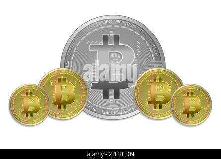 Bitcoin coins, isolated on white background vector Stock Vector