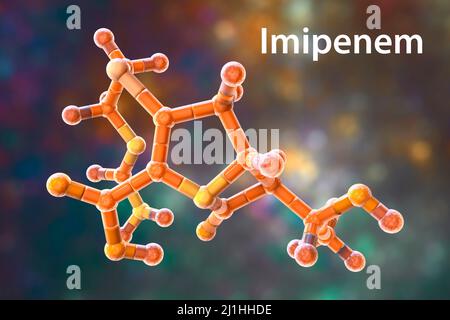 Imipenem antibiotic drug, molecular model Stock Photo