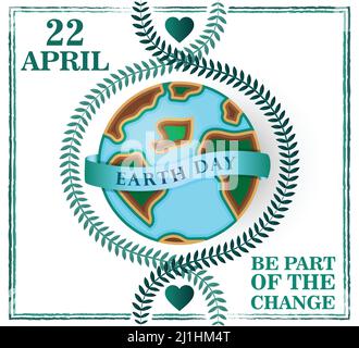 Earth Day Poster, 22 April. Flyer, invite, environment day banner poster, Environment issues, save the earth 3d vector illustration Stock Vector