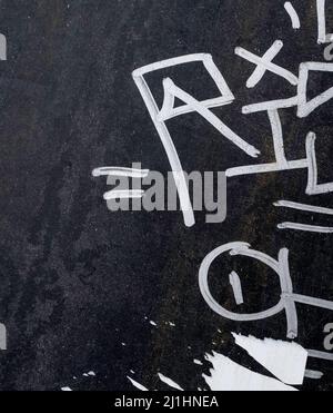 Black cement wall with Hand writing, wall writing, graffiti texture background Stock Photo