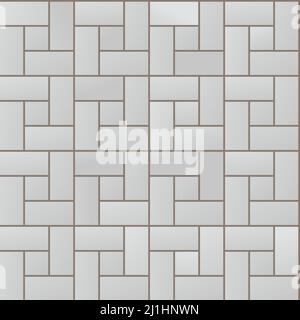 Stone pavement from concrete small tiles. Seamless pattern. Road and area. Cartoon cute style illustration. Vector. Stock Vector