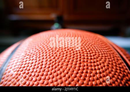close up textured basketball detail surface Stock Photo