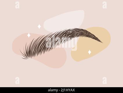Brow bar logo. Hand drawn female eyebrows. Permanent make-up and microblading. Linear vector Illustration in trendy minimalist style Stock Vector