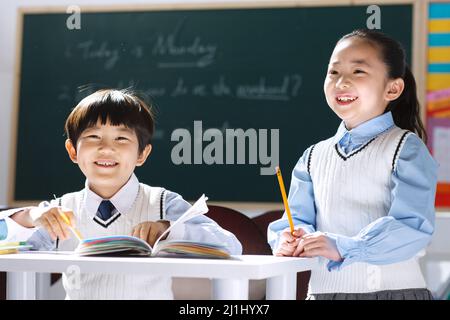 Elementary school students in class Stock Photo