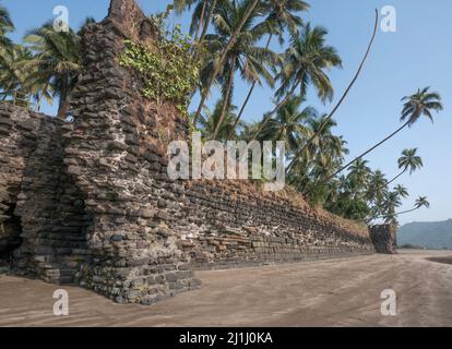 Outer walls of Revdanda fort as seen from Revdanda beach.This fort was ...