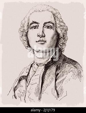Engraving of Christoph Willibald Gluck (1714 – 1787) German composer, mainly opera, one of the largest representatives of musical classicism. The name Stock Photo