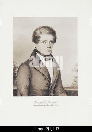 Portrait of Bismarck's youth, probably from 1836: Original in Friedrichsruh Castle, 1890 Stock Photo