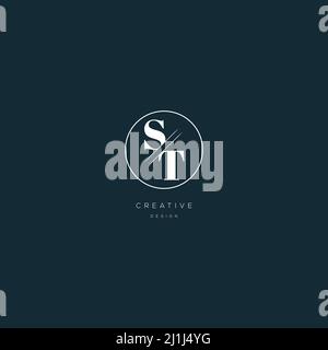 A modern, bold logo letters ST on a dark background. EPS10, Vector. Stock Vector