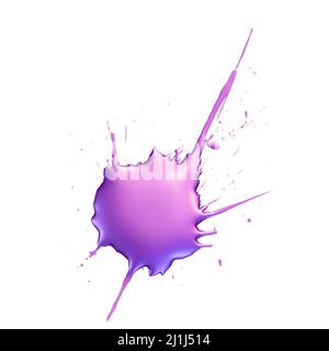purple ink splat, 3d illustration on white background Stock Photo