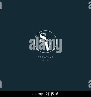 A modern, bold logo letters SV on a dark background. EPS10, Vector. Stock Vector