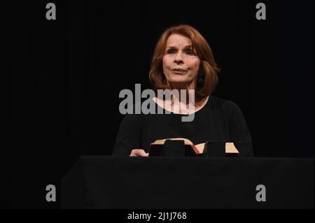 Cologne, Germany. 25th Mar, 2022. Actress Senta Berger reads at Lit.Cologne, the international literature festival. Credit: Horst Galuschka/dpa/Alamy Live News Stock Photo