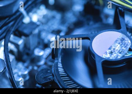 Cooling fan working inside the personal computer Stock Photo