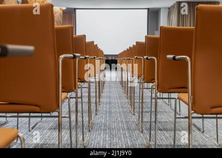 Bright colorful furniture inside illuminated interior Stock Photo