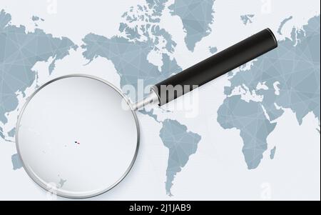 Enlarged map of Samoa on America centered World Map. Magnified map and flag of Samoa. Vector template. Stock Vector