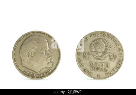 Commemorative USSR or CCCP 1 ruble Lenin coin Stock Photo