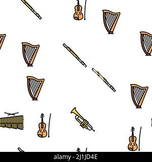 Music Instruments Performance Vector Seamless Pattern Stock Vector