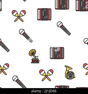 Music Instruments Performance Vector Seamless Pattern Stock Vector