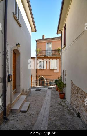 A narrow street in Fontanarosa, a small village in the province of Avellino, Italy. Stock Photo