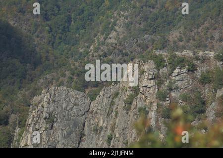 View of Roßtrappe from Hexentanzplatz in Harz, Saxony-Anhalt, Germany Stock Photo