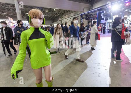 Tokyo, Japan. 26th Mar, 2022. A young woman in a costume at Anime Japan 2022. Tokyo Big Sight, Odaiba, billed as the largest Anime convention in the world this 4 day event runs from March 26th to March 29th (the last two days are on-line) and features hundreds of domestic and foreign anime-related companies showcasing fan favourites and latest releases alongside animation merchandise and cosplay performances. Credit: SOPA Images Limited/Alamy Live News Stock Photo
