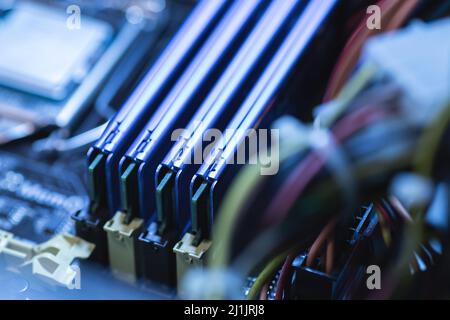 RAM memory sticks inside the personal computer Stock Photo