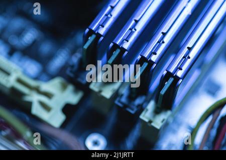 RAM memory sticks inside the personal computer Stock Photo