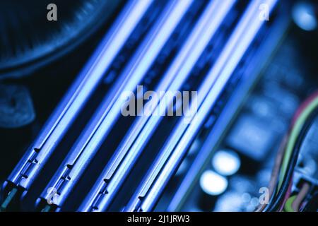 RAM memory sticks inside the personal computer Stock Photo