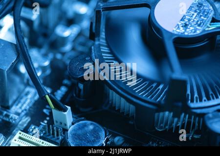 Cooling fan working inside the personal computer Stock Photo