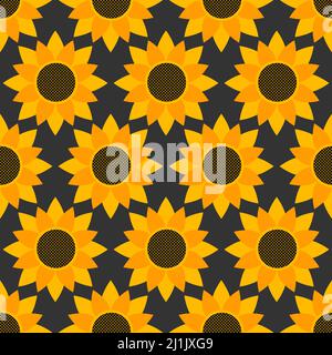Sunflower seamless pattern with yellow petals. Summer background. Sunflower backdrop Stock Vector
