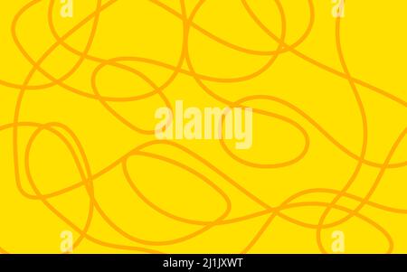 Wide abstract background with pasta, macaroni or spaghetti. Horizontal banner with hand drawn yellow line, doodle pasta. Vector illustration Stock Vector