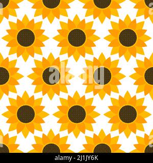 Sunflower seamless pattern with yellow petals. Summer background. Sunflower backdrop Stock Vector