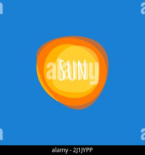 Abstract sun, sunny day logo. Sun logo, yellow round logotype. Summer hot icon. Vector travel symbol Stock Vector