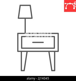 Bedside table line icon Stock Vector