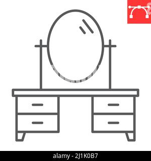 Dressing table line icon Stock Vector