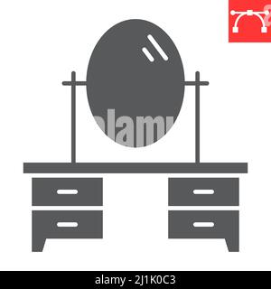Dressing table glyph icon Stock Vector