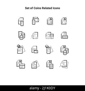 Simple Set of Financial Report Related Vector Line Icons. Contains such Audit, Receipt list, Expenses document and more. Stock Vector