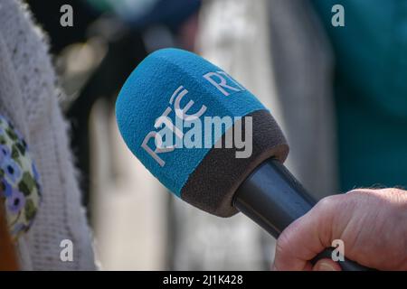 RTE logo on microphone. copyspace Stock Photo