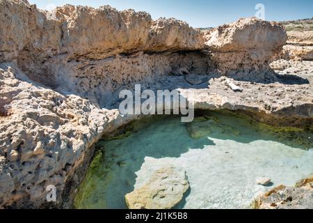 Rocky seascape in Ayia Napa, Cyprus Stock Photo