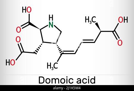 Domoic acid, DA neurotoxin molecule. It is analogue of kainic acid