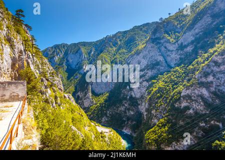 The famous Piva Canyon with its fantastic reservoir. National park Montenegro and Bosnia and Herzegovina, Balkans, Europe. Beauty world. Stock Photo