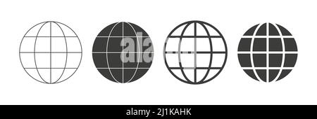 Globe icons set. World wide web symbols collection. Vector illustration isolated on white. Stock Vector