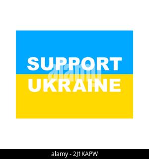 Support Ukraine inscription concept. Ukrainian flag and banner with help concept. Vector isolated on white. Stock Vector