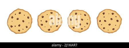 Chocolate tasty chip set. Sweet cookie collection. Home bakery. Stock Vector