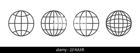 Globe icons set. World wide web symbols collection. Vector illustration isolated on white. Stock Vector