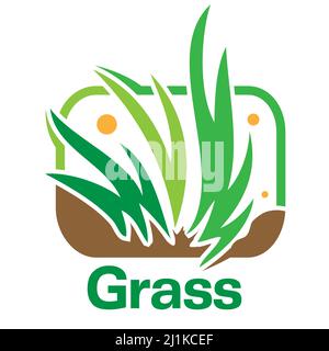 Grass logo vector. Flat design. Vector Illustration on white background. Stock Vector