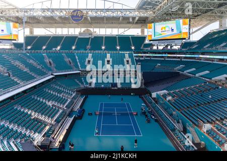 Miami Gardens, FL, USA. 26th March 2022. Hard Rock Stadium. Outdoor of world tennis tournament at the 2022 Miami Open powered by Itau. Credit: Yaroslav Sabitov/YES Market Media/Alamy Live News. Stock Photo